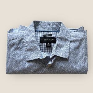 Pronto Uomo - Modern Fit Blue Patterned Shirt - Size L
